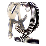 Saint Laurent YSL Monogram Silver Brass Ring Size 6 available at Queen Bee of Beverly Hills