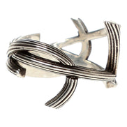 Saint Laurent YSL Monogram Silver Brass Ring Size 6 available at Queen Bee of Beverly Hills