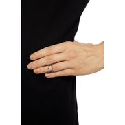 Saint Laurent YSL Monogram Silver Brass Ring Size 6 available at Queen Bee of Beverly Hills