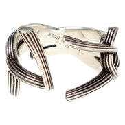 Saint Laurent YSL Monogram Silver Brass Ring Size 6 available at Queen Bee of Beverly Hills