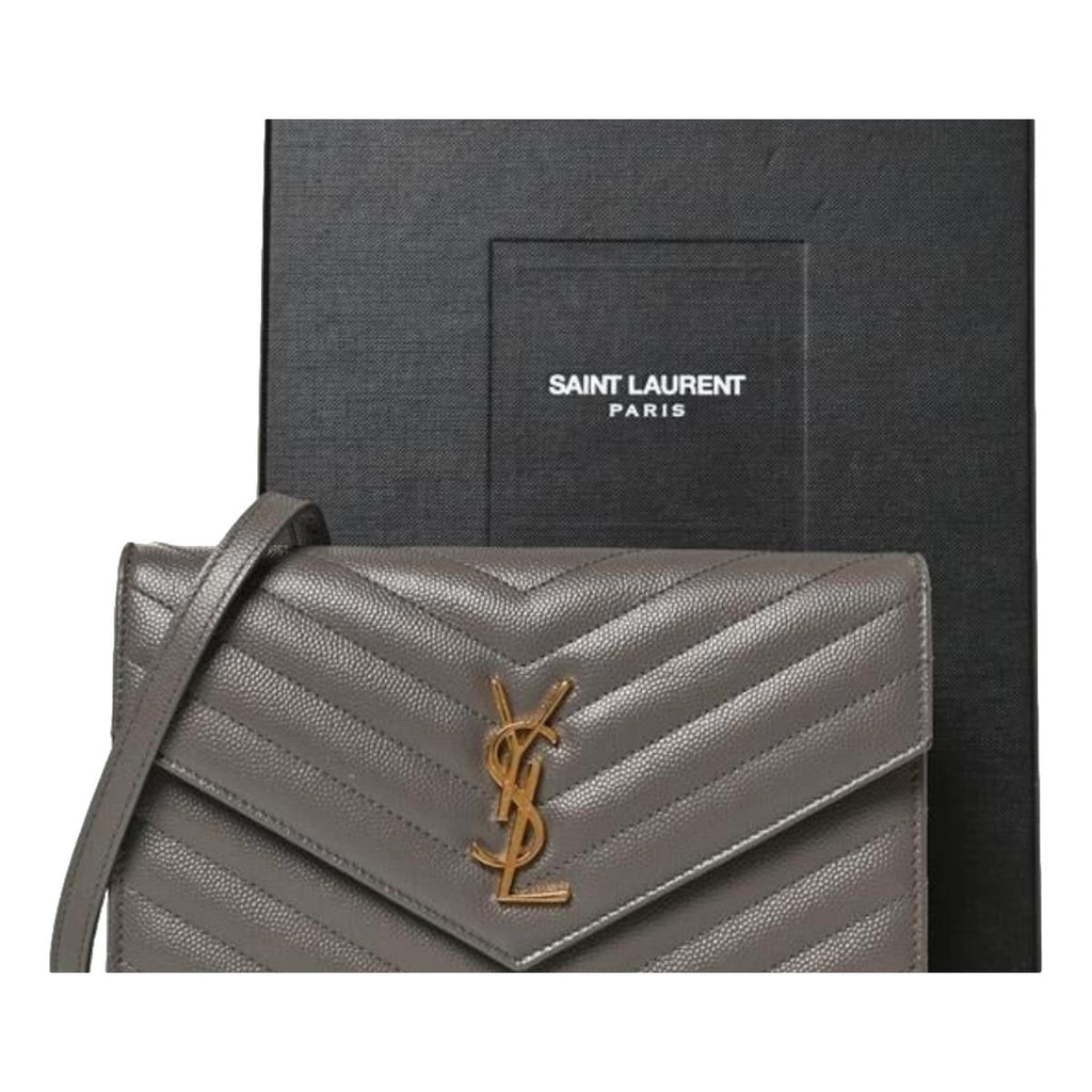 Saint Laurent Wallet on Chain Monogram Quilted Leather Black Cross Body Bag