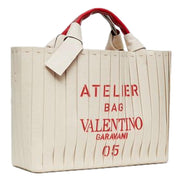 Valentino Garavani 05 Plisse Edition Sac Atelier Large Canvas Tote Bag available at Queen Bee of Beverly Hills