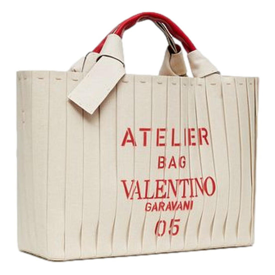 Valentino Garavani 05 Plisse Edition Sac Atelier Large Canvas Tote Bag available at Queen Bee of Beverly Hills