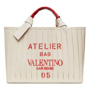 Valentino Garavani 05 Plisse Edition Sac Atelier Large Canvas Tote Bag available at Queen Bee of Beverly Hills