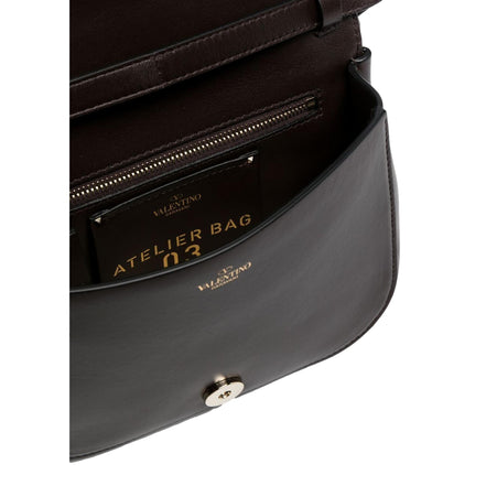 Valentino Garavani Atelier Bag 03 Rose Edition Brown Leather Crossbody Bag available at Queen Bee of Beverly Hills