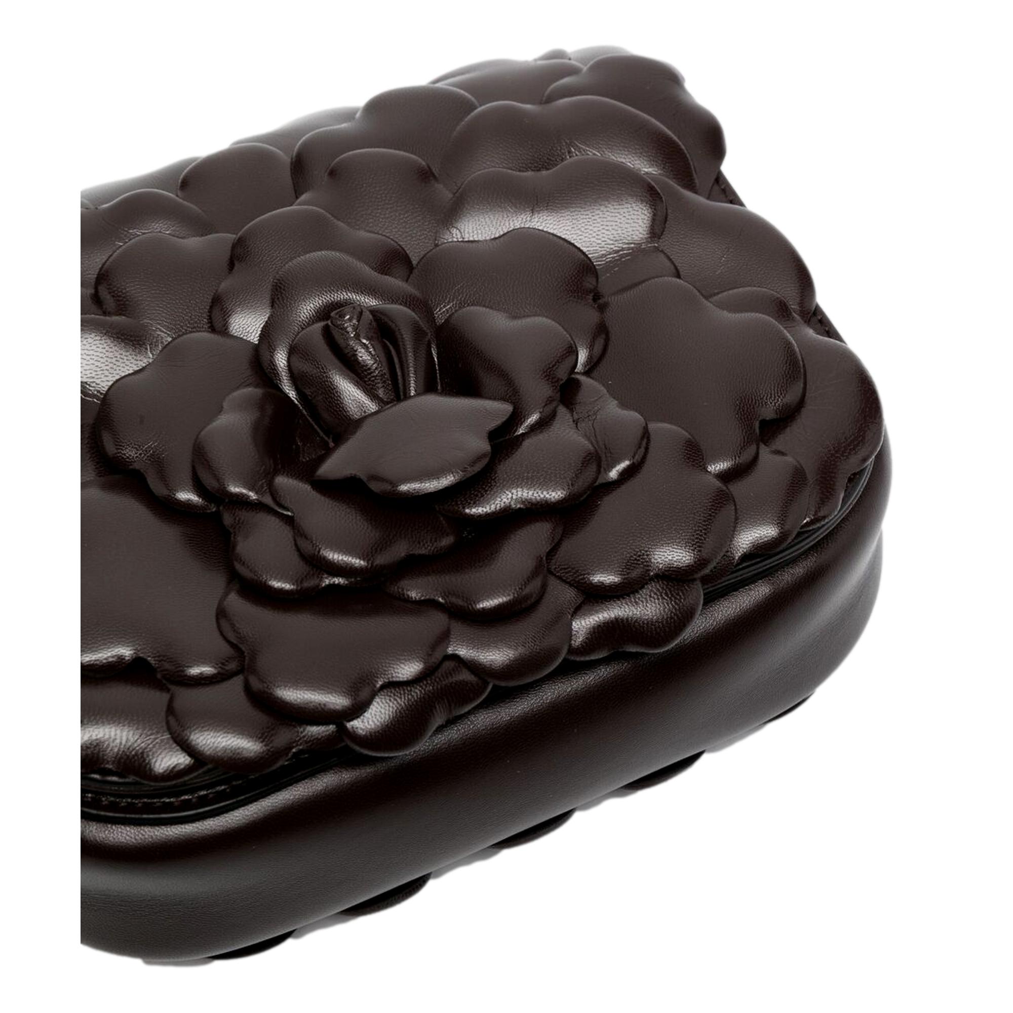 Valentino Garavani Atelier Bag 03 Rose Edition Brown Leather Crossbody Bag available at Queen Bee of Beverly Hills