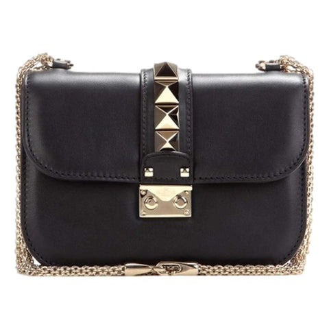 Valentino Garavani Medium Lock Studded Leather Nero at_Queen_Bee_of_Beverly_Hills