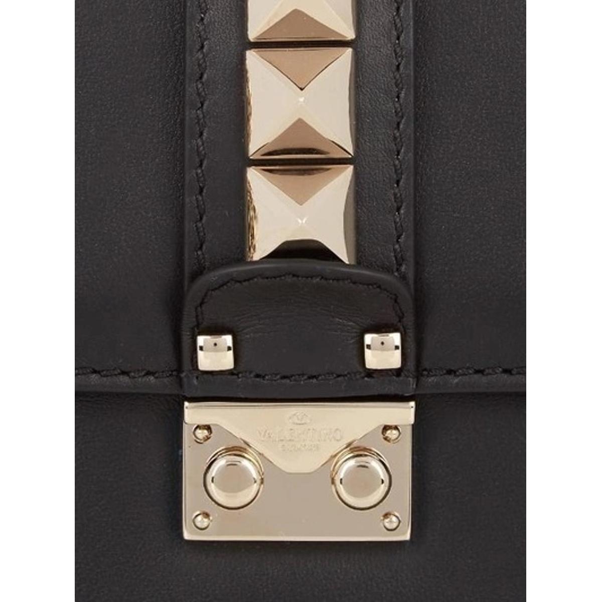 Valentino Garavani Medium Lock Studded Leather Nero at_Queen_Bee_of_Beverly_Hills