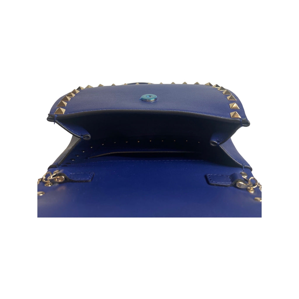 VALENTINO GARAVANI: Rockstud leather crossbody bag - Gnawed Blue