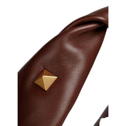 Valentino Garavani Roman Stud Brown Leather Large Hobo Shoulder Bag available at Queen Bee of Beverly Hills