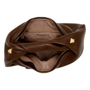 Valentino Garavani Roman Stud Brown Leather Large Hobo Shoulder Bag available at Queen Bee of Beverly Hills