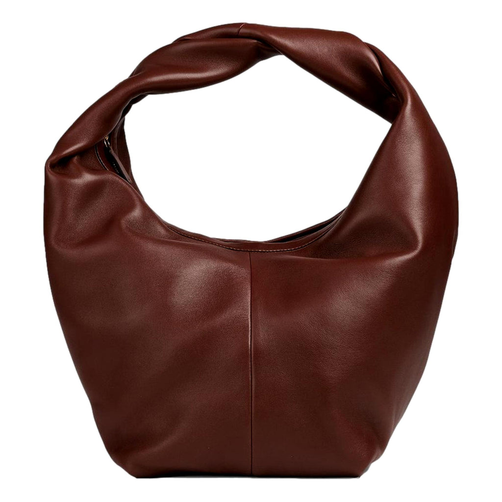 Valentino Garavani Roman Stud Twisted Brown Leather Shoulder Bag at_Queen_Bee_of_Beverly_Hills