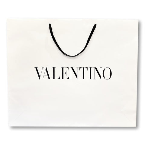Valentino Logo White Paper Designer Shopping Gift Bag Large at_Queen_Bee_of_Beverly_Hills