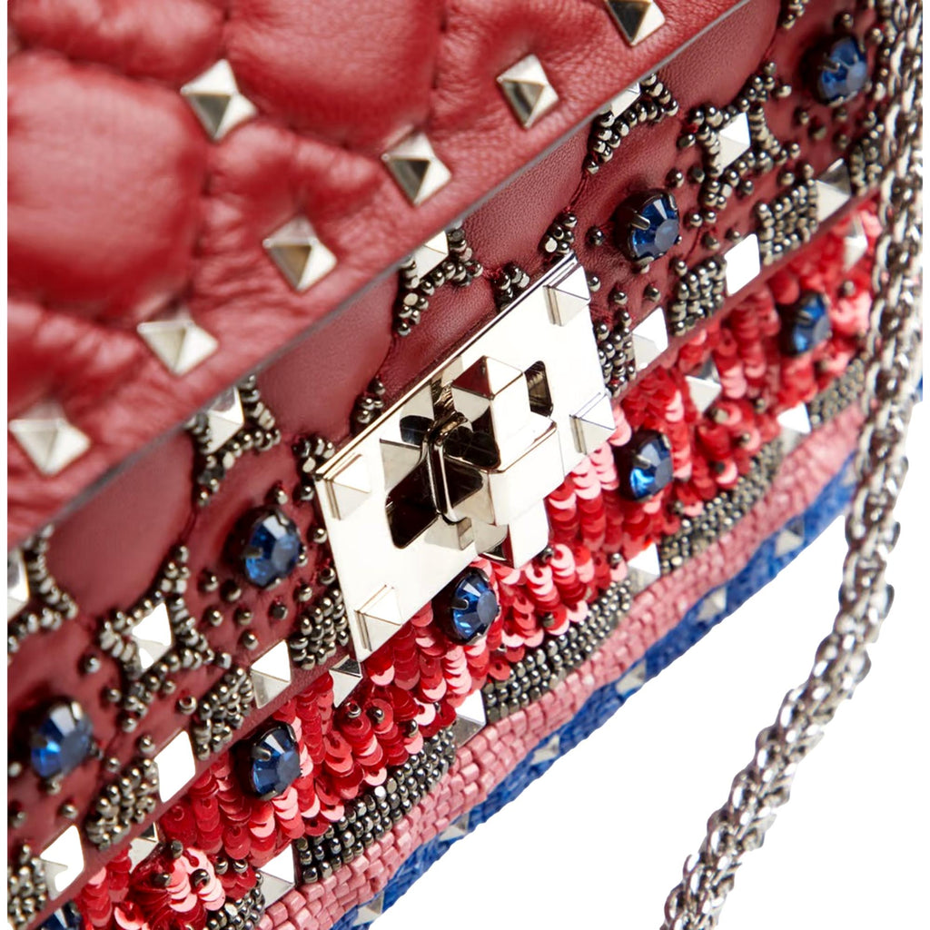 1999 Valentino Red Beaded Tote Bag