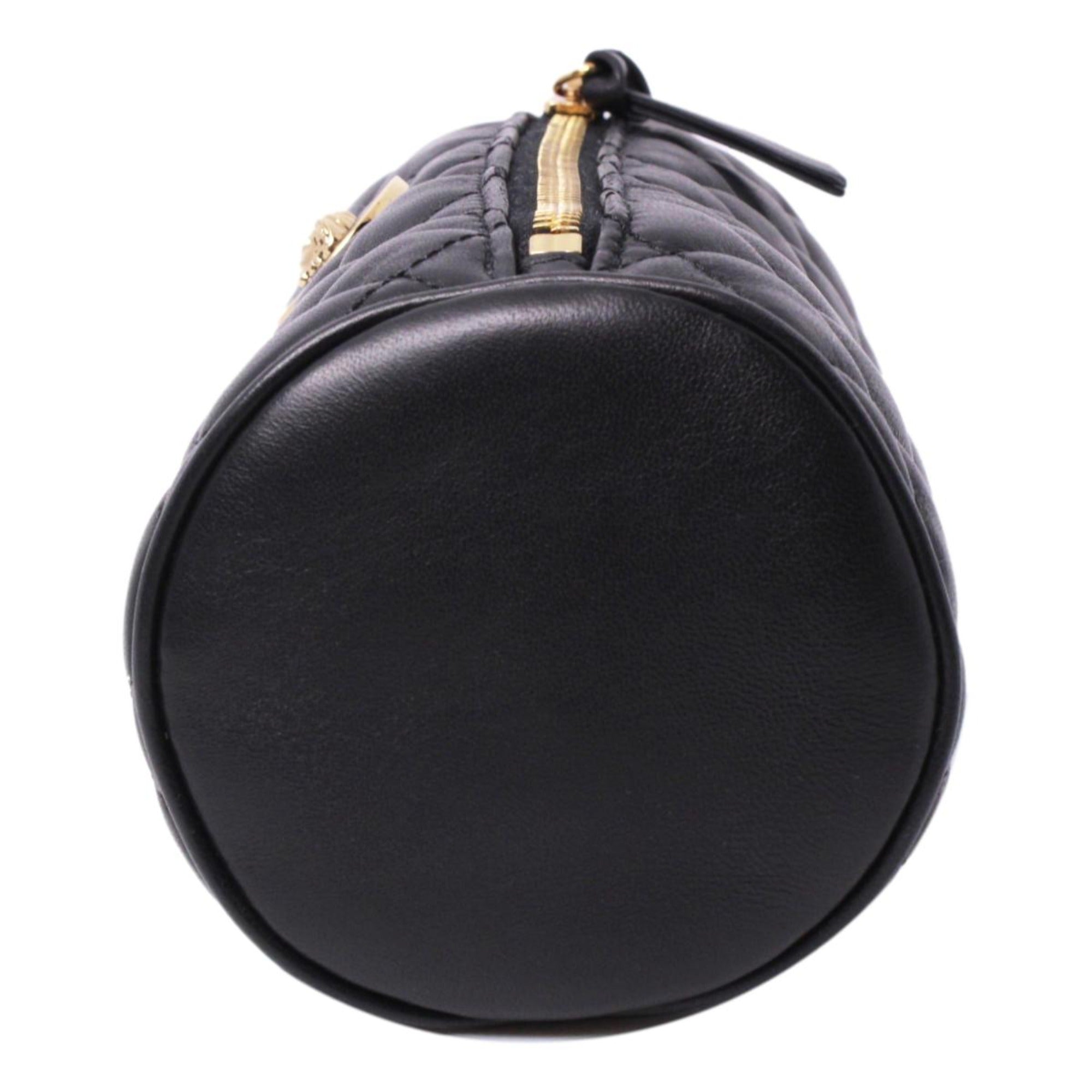 Versace Black Leather Medusa Quilted Cosmetic Bag available at Queen Bee of Beverly Hills