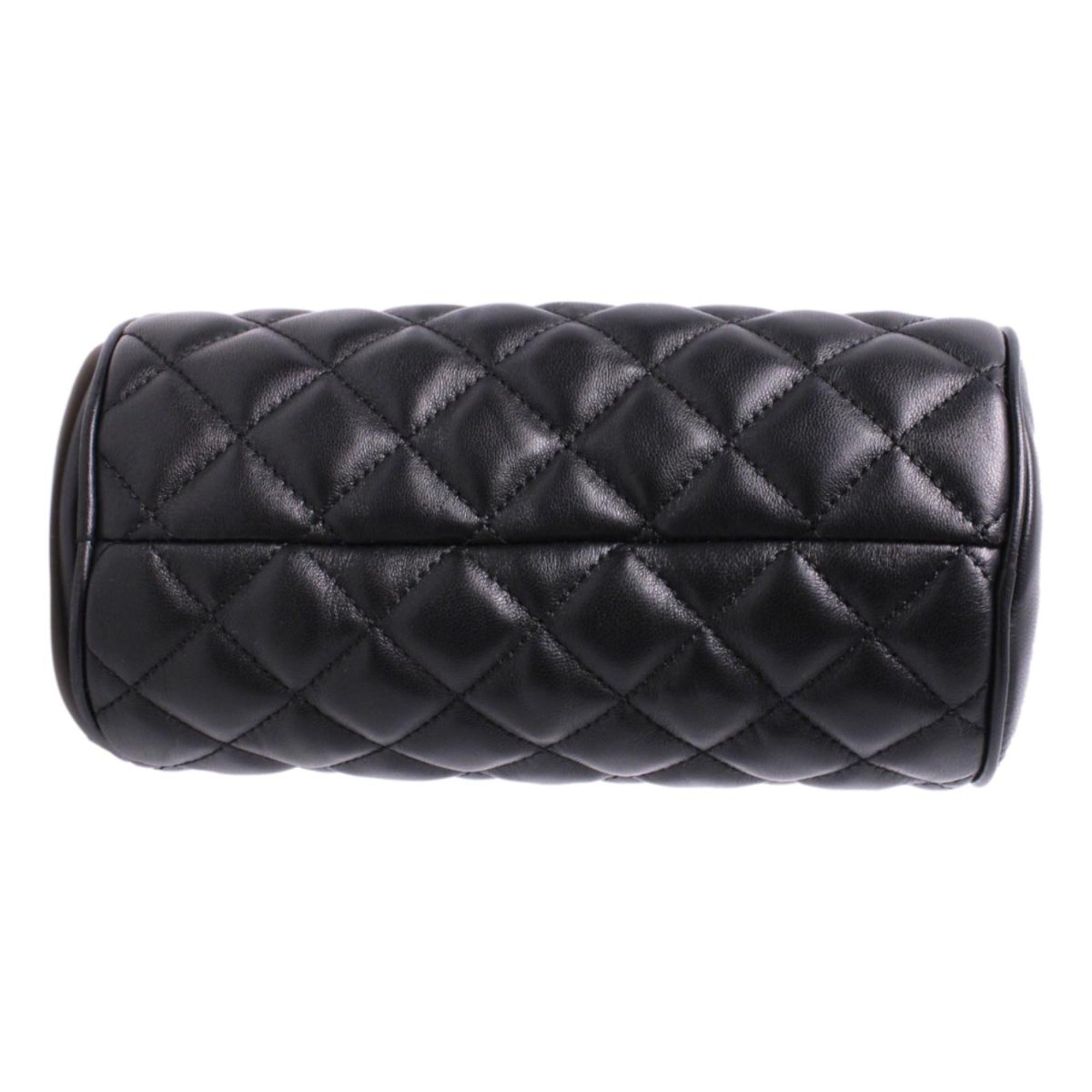 Versace Black Leather Medusa Quilted Cosmetic Bag available at Queen Bee of Beverly Hills
