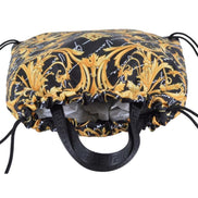 Versace Black Nylon Barocco Signature Print Drawstring Backpack available at Queen Bee of Beverly Hills
