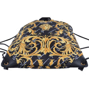 Versace Black Nylon Barocco Signature Print Drawstring Backpack available at Queen Bee of Beverly Hills