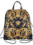 Versace Black Nylon Barocco Signature Print Drawstring Backpack available at Queen Bee of Beverly Hills