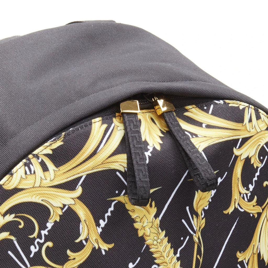 Versace Black Nylon Barocco Signature Print Zip Backpack – Queen Bee of  Beverly Hills