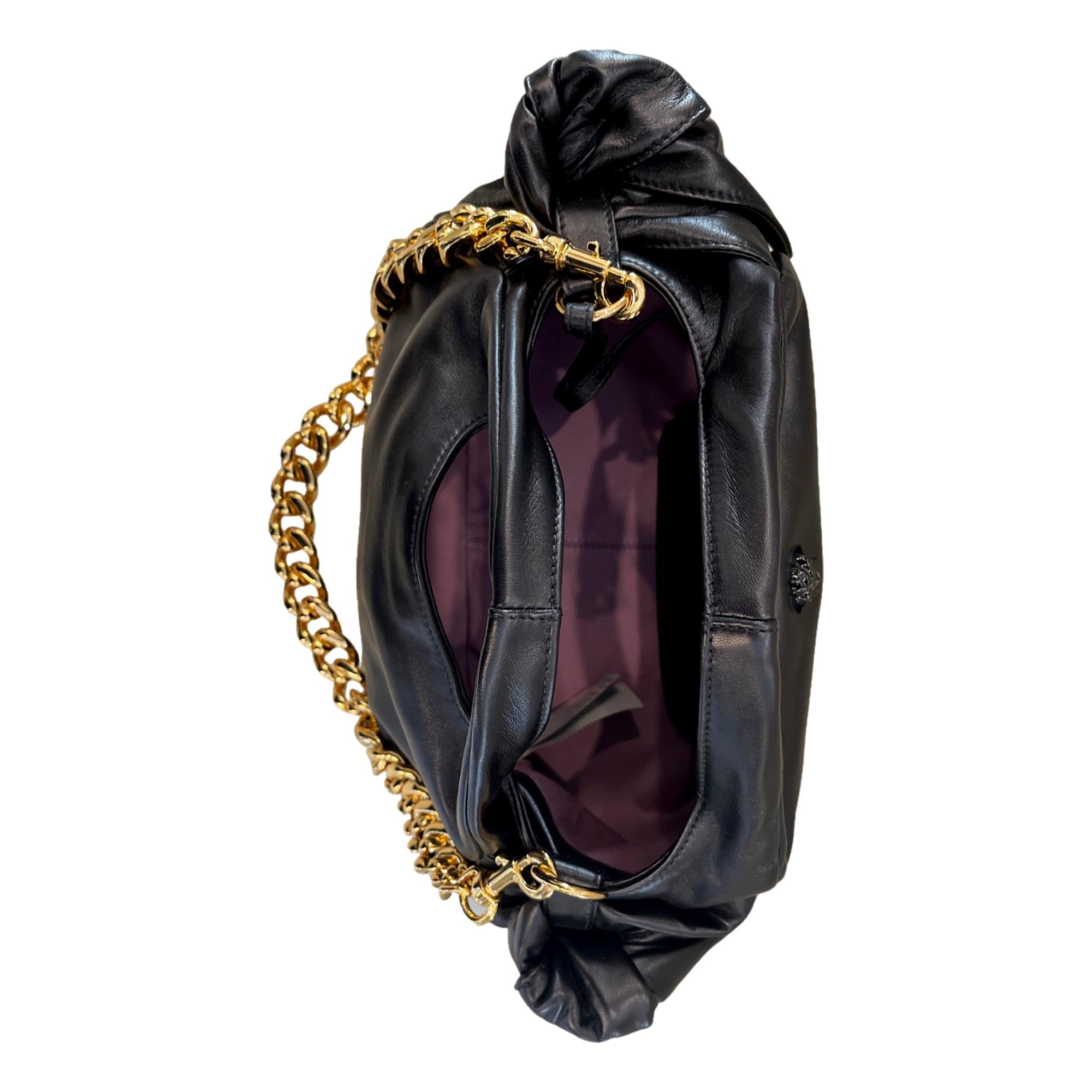 Versace La Medusa Lambskin Leather Black Gold Chain Bag available at Queen Bee of Beverly Hills