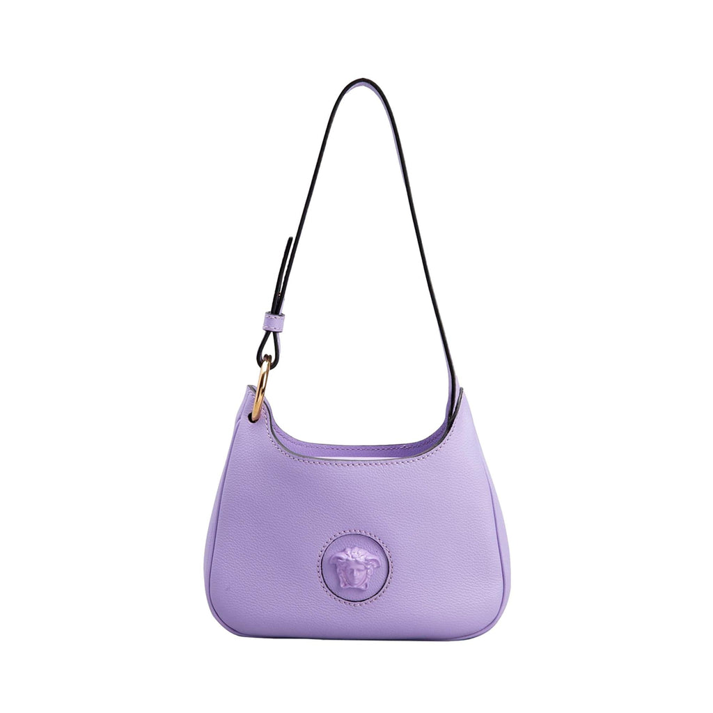 Versace La Medusa Lilac Pebbled Leather Mini Hobo Bag 1000802 at_Queen_Bee_of_Beverly_Hills