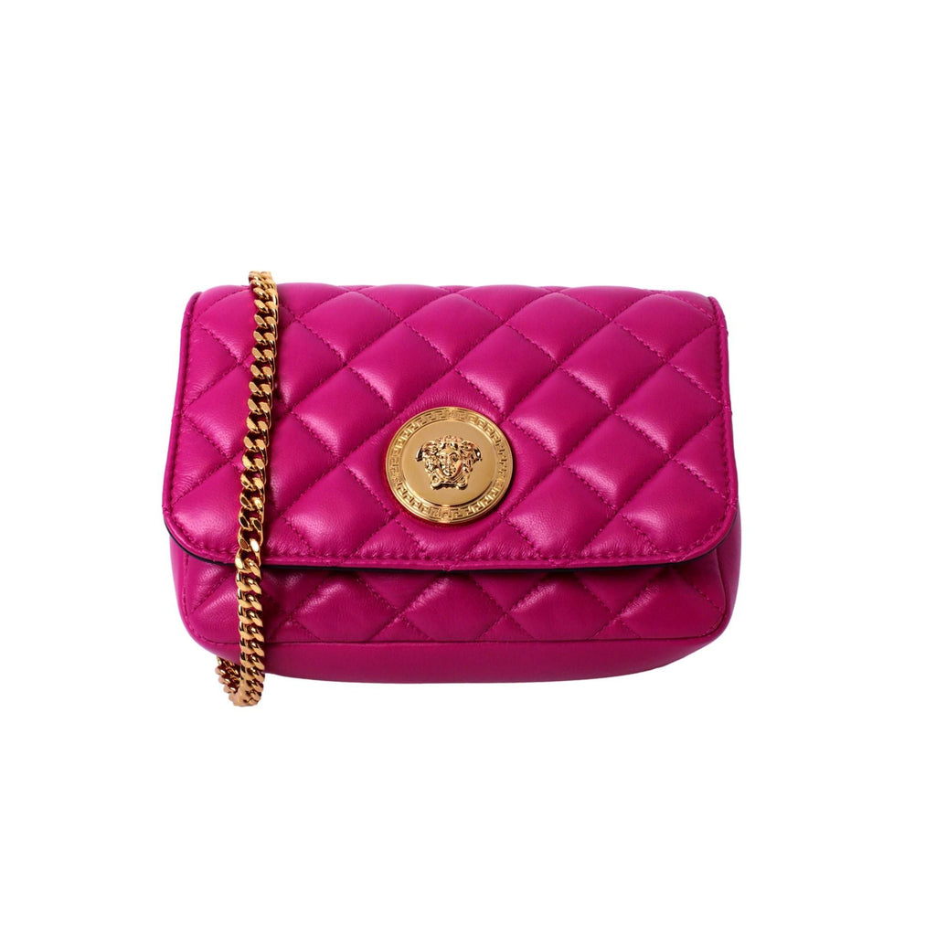 VERSACE Lambskin Quilted Medusa Wallet On Chain Crossbody Light Pink  1263161