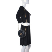 Versace La Medusa Round Quilted Leather Black Shoulder Bag available at Queen Bee of Beverly Hills