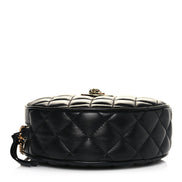 Versace La Medusa Round Quilted Leather Black Shoulder Bag available at Queen Bee of Beverly Hills