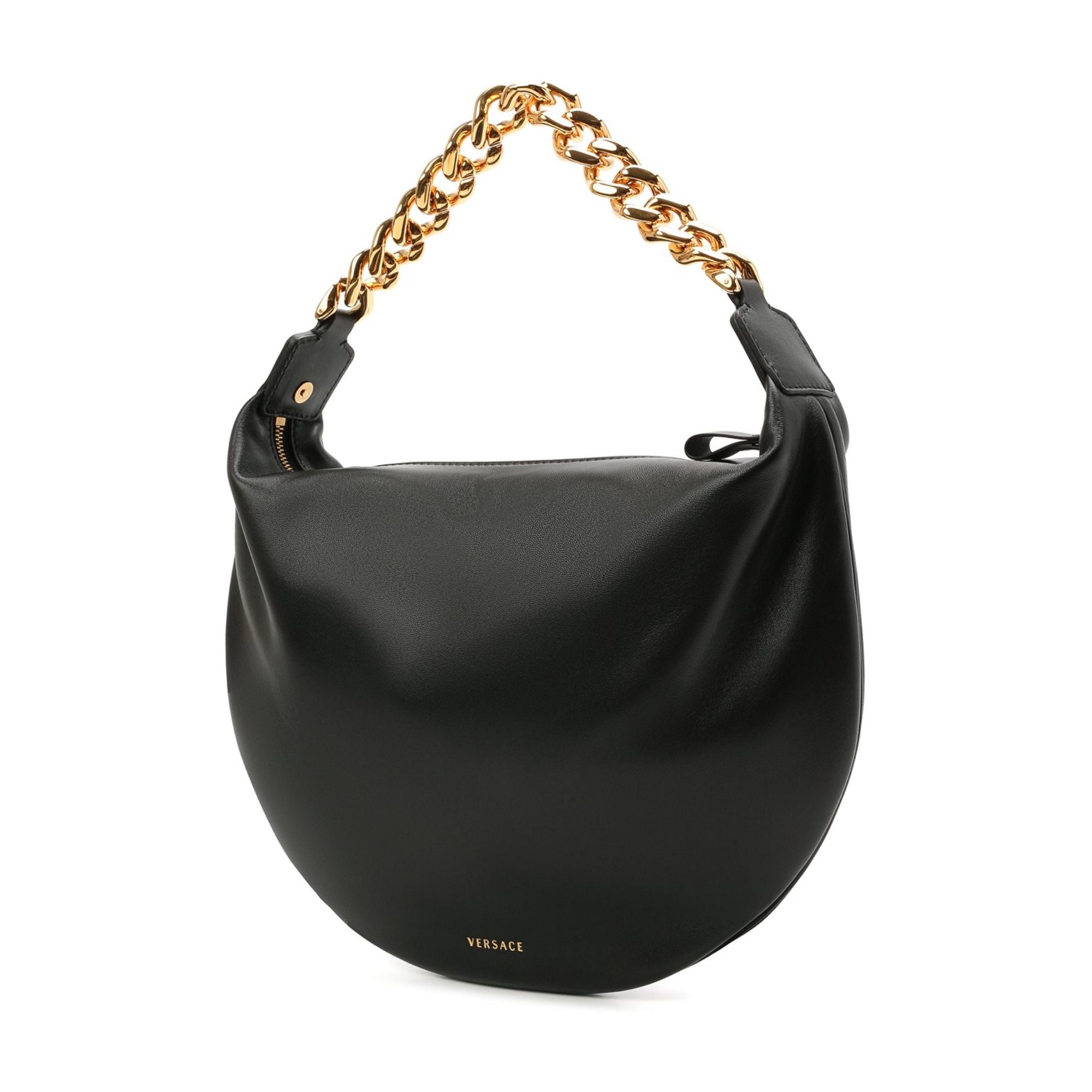 Versace La Medusa Soft Hobo Black Lambskin Leather Handbag at_Queen_Bee_of_Beverly_Hills