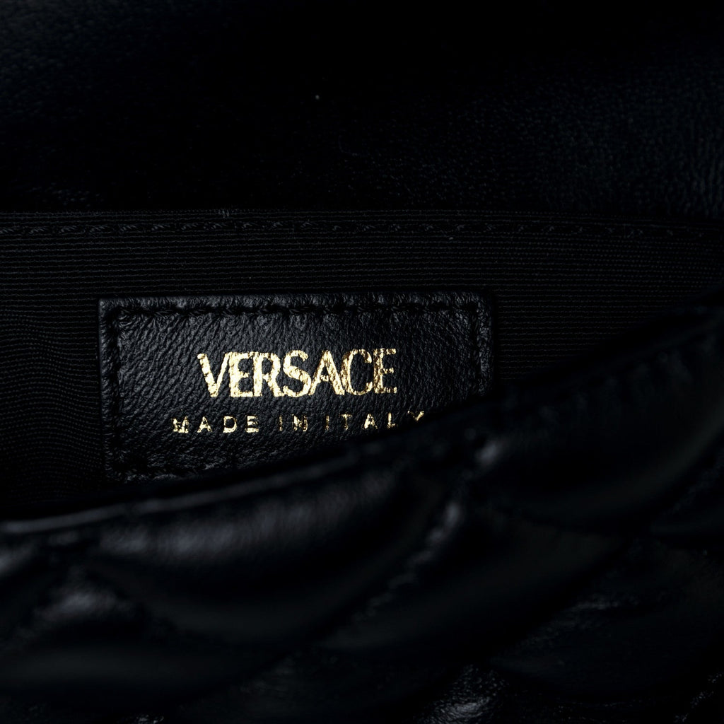 Versace La Medusa Large Quilted Black Nappa Leather Crossbody Bag